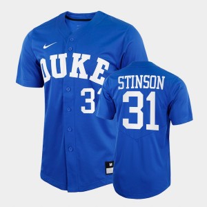 Men's Duke Blue Devils #31 Cooper Stinson Royal 2022 Replica College Baseball Jersey 263435-523