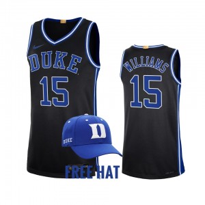 Men's Duke Blue Devils #15 Mark Williams Black Limited Basketball Free Hat College Basketball Jersey 720968-908