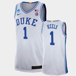 Men's Duke Blue Devils #1 Trevor Keels White 2022 NCAA Limited Basketball March Madness Jersey 843814-559