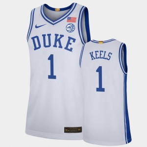Men's Duke Blue Devils #1 Trevor Keels White Limited College Basketball Jersey 690879-671