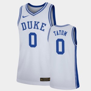Men's Duke Blue Devils #0 Jayson Tatum White Basketball Replica Jersey 126906-504