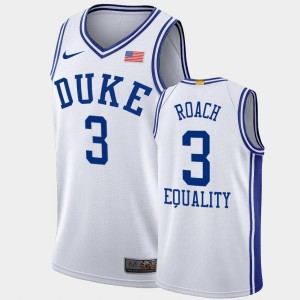 Men's Duke Blue Devils #3 Jeremy Roach White 2020-21 BLM Social justice Equality College Basketball Jersey 484022-388
