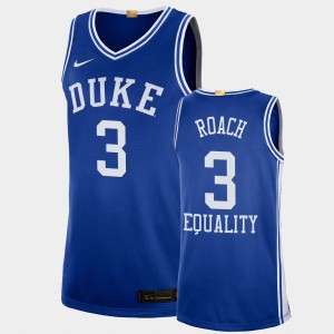 Men's Duke Blue Devils #3 Jeremy Roach Blue 2020-21 College Basketball Equality Social Justice Jersey 260292-122