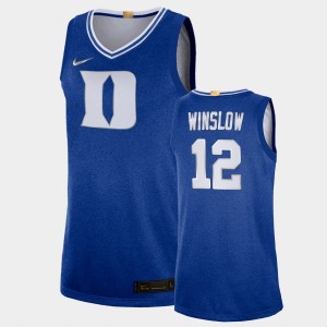 Men's Duke Blue Devils #12 Justise Winslow Royal Rivalry Limited 100th Anniversary Jersey 692705-922