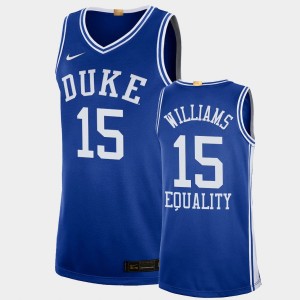 Men's Duke Blue Devils #15 Mark Williams Blue 2020-21 College Basketball Equality Social Justice Jersey 975831-833