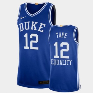 Men's Duke Blue Devils #12 Patrick Tape Blue 2020-21 College Basketball Equality Social Justice Jersey 907183-788