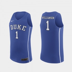 Men's Duke Blue Devils #1 Zion Williamson Royal March Madness College Basketball Authentic Jersey 860103-888