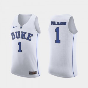 Men's Duke Blue Devils #1 Zion Williamson White March Madness College Basketball Authentic Jersey 533782-731