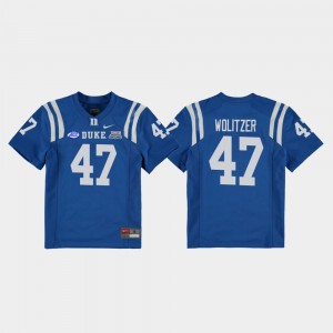 Youth Duke Blue Devils #47 Ryan Wolitzer Royal College Football Game 2018 Independence Bowl Jersey 629143-745