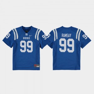 Youth Duke Blue Devils #99 Mike Ramsay Royal Replica College Football Jersey 758527-158